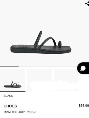 NWOT - CROCS Women's Miami Toe-Loop Sandal — Black